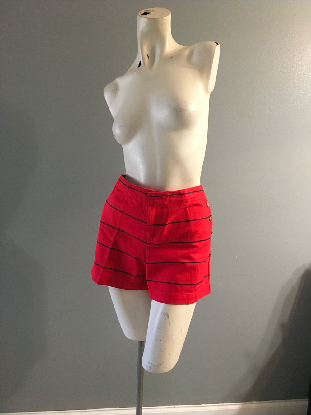 Tommy Hilfiger sailor style Red Cotton Striped Women's Bermuda Shorts size 10